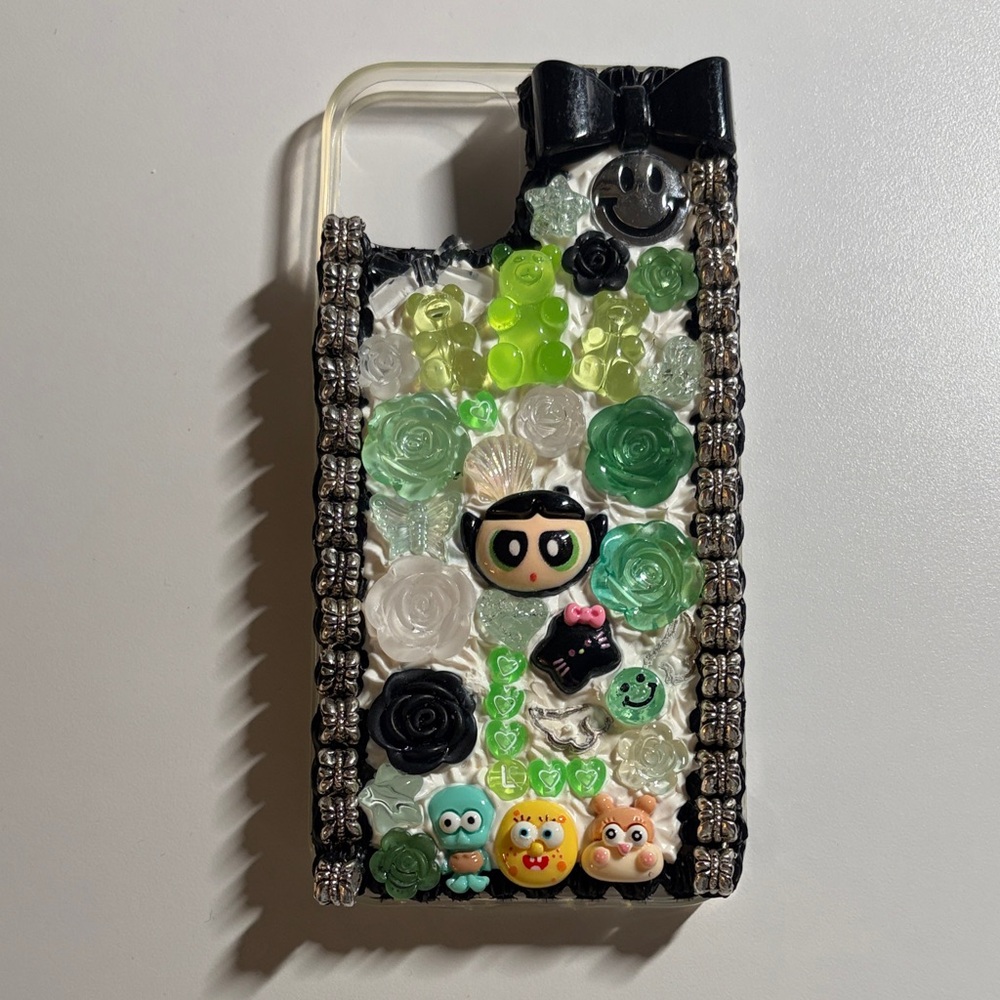 Decorative Black and Green Phone Case for IPhone 13